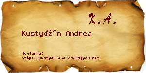 Kustyán Andrea névjegykártya